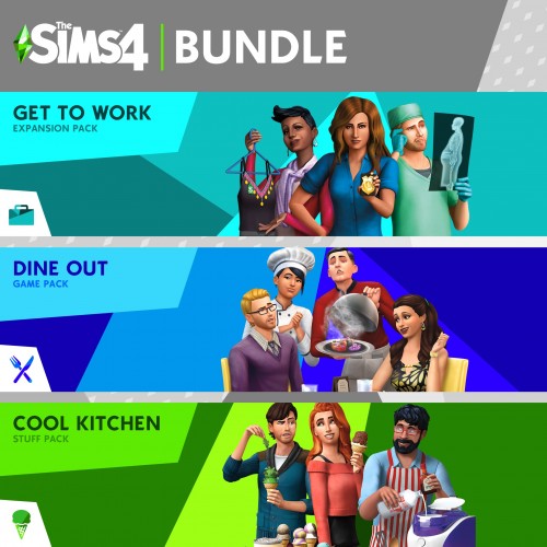 The Sims 4 Bundle - Get to Work, Dine Out, Cool Kitchen Stuff Xbox One & Series X|S (покупка на аккаунт / ключ) (США)